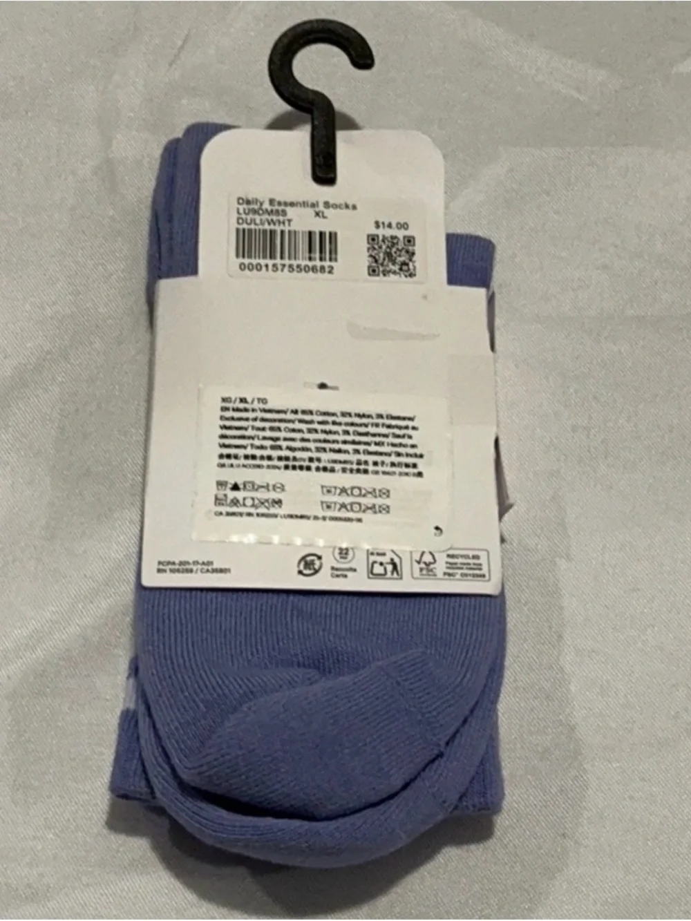 NWT lululemon athletica Daily Essential Quarter-Length Socks in dusty lilac XL
